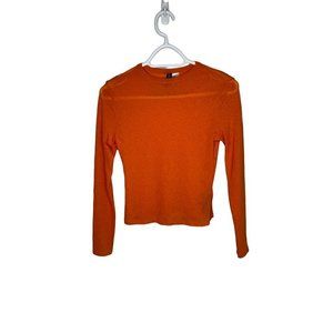 Divided H&M Mesh Long Sleeve Top Orange Medium